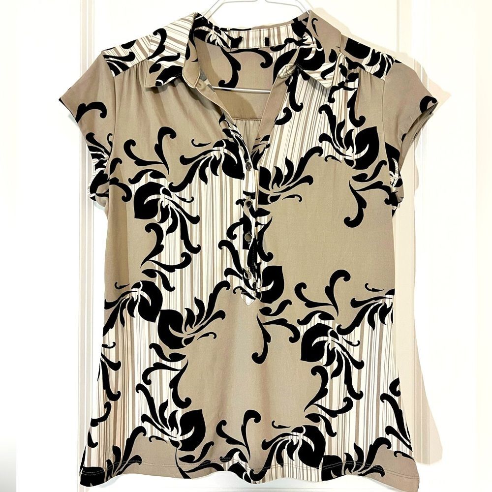 Patterned Spandex Blouse, Medium
